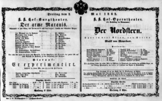 Theaterzettel (Oper und Burgtheater in Wien) 18620502 Seite: 1