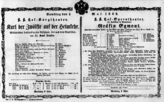Theaterzettel (Oper und Burgtheater in Wien) 18620503 Seite: 1