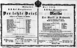 Theaterzettel (Oper und Burgtheater in Wien) 18620505 Seite: 1