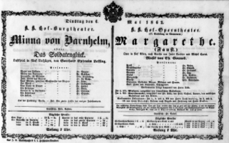 Theaterzettel (Oper und Burgtheater in Wien) 18620506 Seite: 1