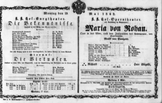 Theaterzettel (Oper und Burgtheater in Wien) 18620519 Seite: 1