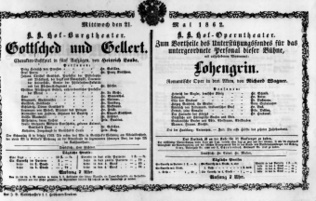 Theaterzettel (Oper und Burgtheater in Wien) 18620521 Seite: 1