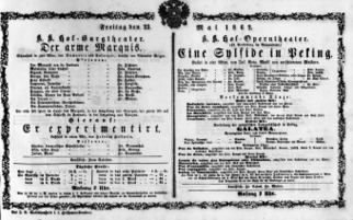 Theaterzettel (Oper und Burgtheater in Wien) 18620523 Seite: 1