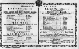 Theaterzettel (Oper und Burgtheater in Wien) 18620528 Seite: 1