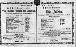 Theaterzettel (Oper und Burgtheater in Wien) 18620530 Seite: 1