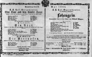 Theaterzettel (Oper und Burgtheater in Wien) 18620531 Seite: 1