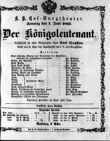 Theaterzettel (Oper und Burgtheater in Wien) 18620601 Seite: 1