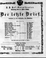 Theaterzettel (Oper und Burgtheater in Wien) 18620603 Seite: 1