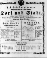 Theaterzettel (Oper und Burgtheater in Wien) 18620604 Seite: 1
