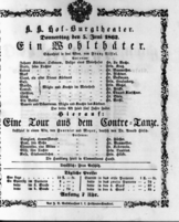 Theaterzettel (Oper und Burgtheater in Wien) 18620605 Seite: 1
