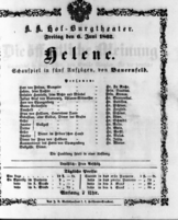 Theaterzettel (Oper und Burgtheater in Wien) 18620606 Seite: 1