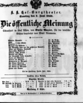 Theaterzettel (Oper und Burgtheater in Wien) 18620607 Seite: 1