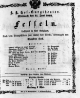 Theaterzettel (Oper und Burgtheater in Wien) 18620611 Seite: 1