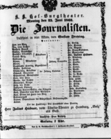 Theaterzettel (Oper und Burgtheater in Wien) 18620623 Seite: 1