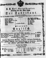 Theaterzettel (Oper und Burgtheater in Wien) 18620624 Seite: 1