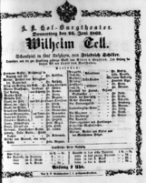 Theaterzettel (Oper und Burgtheater in Wien) 18620626 Seite: 1
