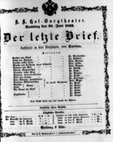 Theaterzettel (Oper und Burgtheater in Wien) 18620628 Seite: 1