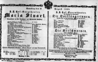 Theaterzettel (Oper und Burgtheater in Wien) 18620816 Seite: 1