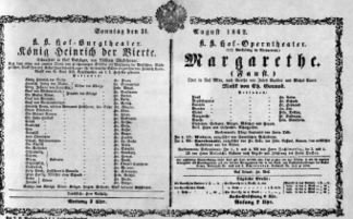 Theaterzettel (Oper und Burgtheater in Wien) 18620831 Seite: 1