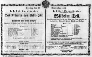 Theaterzettel (Oper und Burgtheater in Wien) 18620912 Seite: 1