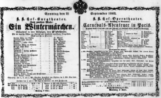 Theaterzettel (Oper und Burgtheater in Wien) 18620921 Seite: 1