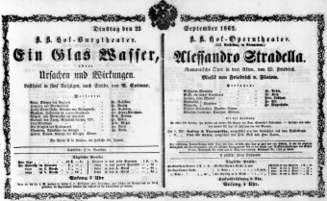 Theaterzettel (Oper und Burgtheater in Wien) 18620923 Seite: 1