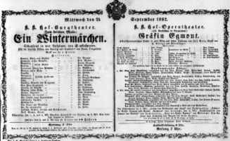 Theaterzettel (Oper und Burgtheater in Wien) 18620924 Seite: 1