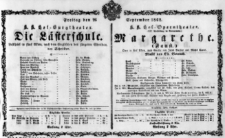 Theaterzettel (Oper und Burgtheater in Wien) 18620926 Seite: 1
