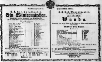 Theaterzettel (Oper und Burgtheater in Wien) 18620927 Seite: 1