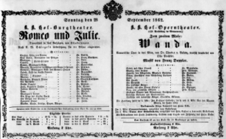 Theaterzettel (Oper und Burgtheater in Wien) 18620928 Seite: 1
