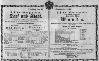Theaterzettel (Oper und Burgtheater in Wien) 18620930 Seite: 1