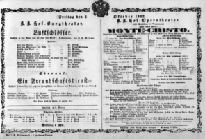 Theaterzettel (Oper und Burgtheater in Wien) 18621003 Seite: 1