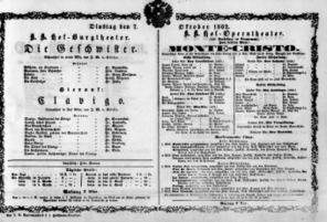 Theaterzettel (Oper und Burgtheater in Wien) 18621007 Seite: 1