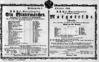 Theaterzettel (Oper und Burgtheater in Wien) 18621008 Seite: 1