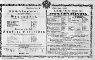 Theaterzettel (Oper und Burgtheater in Wien) 18621010 Seite: 1