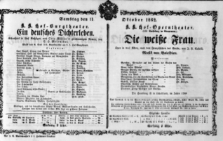 Theaterzettel (Oper und Burgtheater in Wien) 18621011 Seite: 1