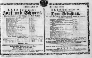Theaterzettel (Oper und Burgtheater in Wien) 18621017 Seite: 1