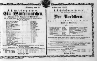 Theaterzettel (Oper und Burgtheater in Wien) 18621020 Seite: 1