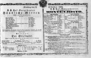 Theaterzettel (Oper und Burgtheater in Wien) 18621021 Seite: 1