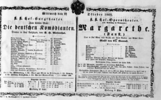 Theaterzettel (Oper und Burgtheater in Wien) 18621022 Seite: 1