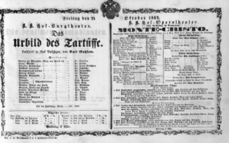 Theaterzettel (Oper und Burgtheater in Wien) 18621024 Seite: 1