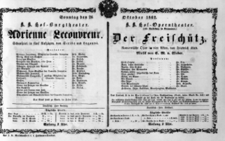 Theaterzettel (Oper und Burgtheater in Wien) 18621026 Seite: 1