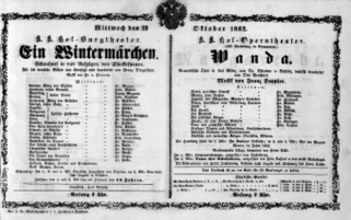 Theaterzettel (Oper und Burgtheater in Wien) 18621029 Seite: 1
