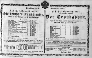Theaterzettel (Oper und Burgtheater in Wien) 18621101 Seite: 1