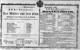 Theaterzettel (Oper und Burgtheater in Wien) 18621103 Seite: 1
