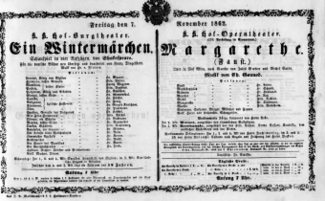 Theaterzettel (Oper und Burgtheater in Wien) 18621107 Seite: 1