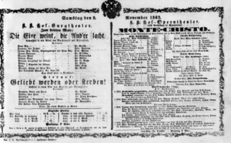 Theaterzettel (Oper und Burgtheater in Wien) 18621108 Seite: 1