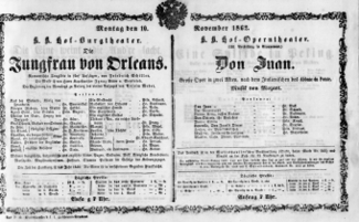 Theaterzettel (Oper und Burgtheater in Wien) 18621110 Seite: 1