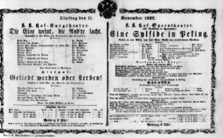 Theaterzettel (Oper und Burgtheater in Wien) 18621111 Seite: 1