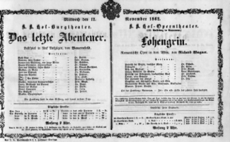 Theaterzettel (Oper und Burgtheater in Wien) 18621112 Seite: 1